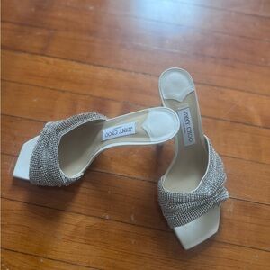 Jimmy Choo Beige and Silver Heels